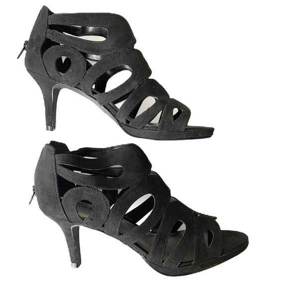KELLY AND KATIE Black Caged Heels Size 8 Medium - Picture 1 of 7